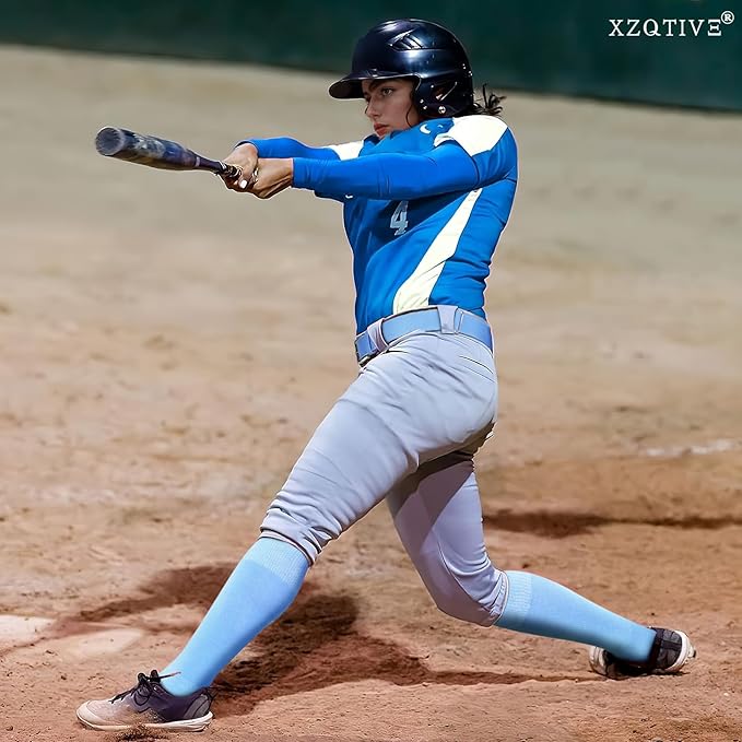 XZQTIVE 3 Pairs of Baseball Softball Socks and 1 Baseball Softball Belt Combo Set Knee-High Soccer Socks for Kids Youth Adult
