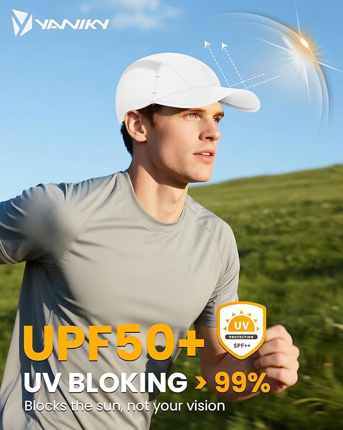 YANIKY Quick-Dry Running Hat for Men & Women Cooling Hat UPF 50+ Thin Baseball Cap Lightweight Breathable Mesh Sport Hats
