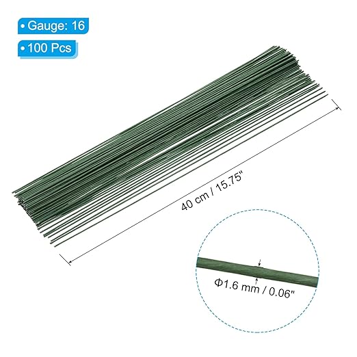 PATIKIL 16 Gauge 16" Floral Stem Wire, Dark Green - Image 2