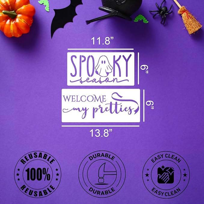 Halloween Stencils for Painting on Wood 14” Halloween Doormat Stencils Boo - Image 2