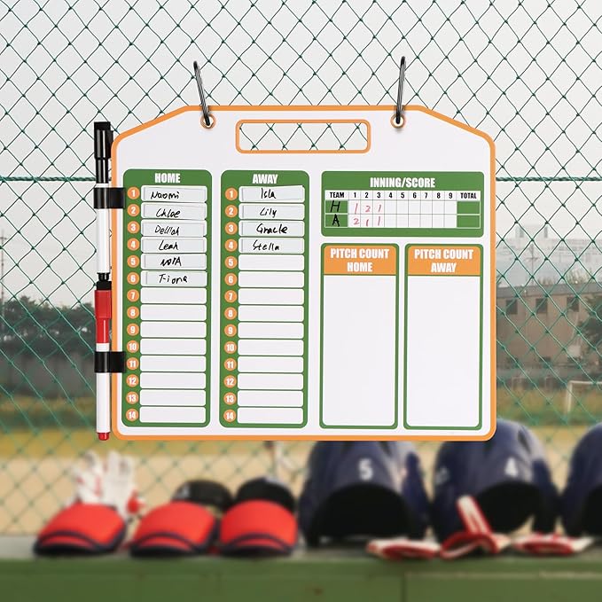 Magnetic Baseball Coach Clipboard, Dry Erase Lineup Board, Premium Tactical Baseball Coaching Board with 40 Lineup Cards and 2 Marker, Dugout Display Softball Coaching Accessories - Orange