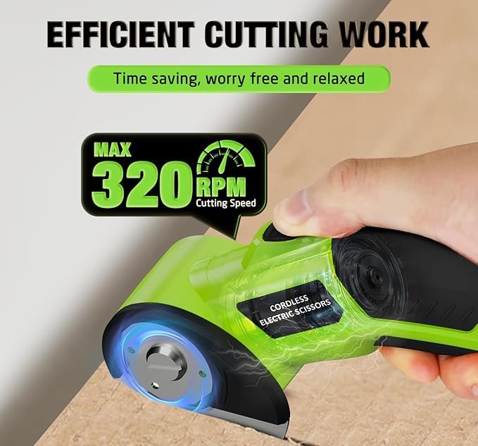 Cordless Electric Scissors：4V Rechargeable Cardboard Cutter, 3 Blades, Safety - Image 2