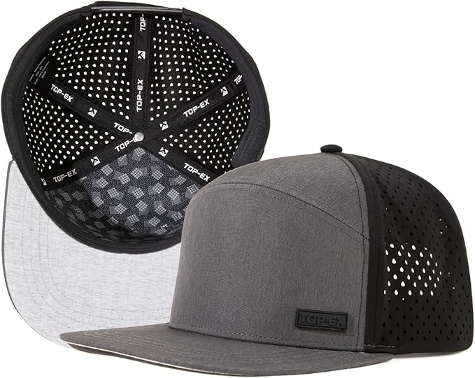 UVCoolix™ Cooling Sweatband Flat Bill Golf Baseball Cap,Breathable Sun Protection,Water-Resistant Snapback Performance Hat
