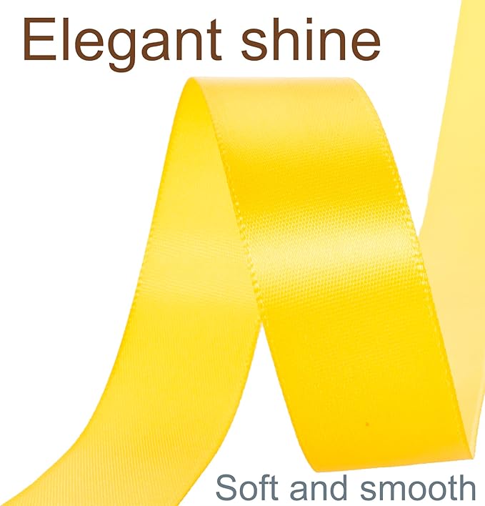 1 Inch Yellow Ribbon, 50 Yards Craft Polyester Satin Ribbon Perfect - Image 3