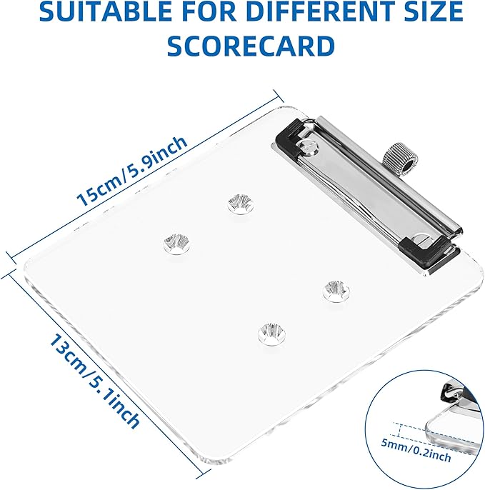 Golf Cart Scorecard Holder with Pencil Holder for Club Car/EZGO/YA/Icon/Star Car/Excar and Other Most Golf Carts. Clear/Black-Tinted are Available 5mm Thick Acrylic and More Sturdy.