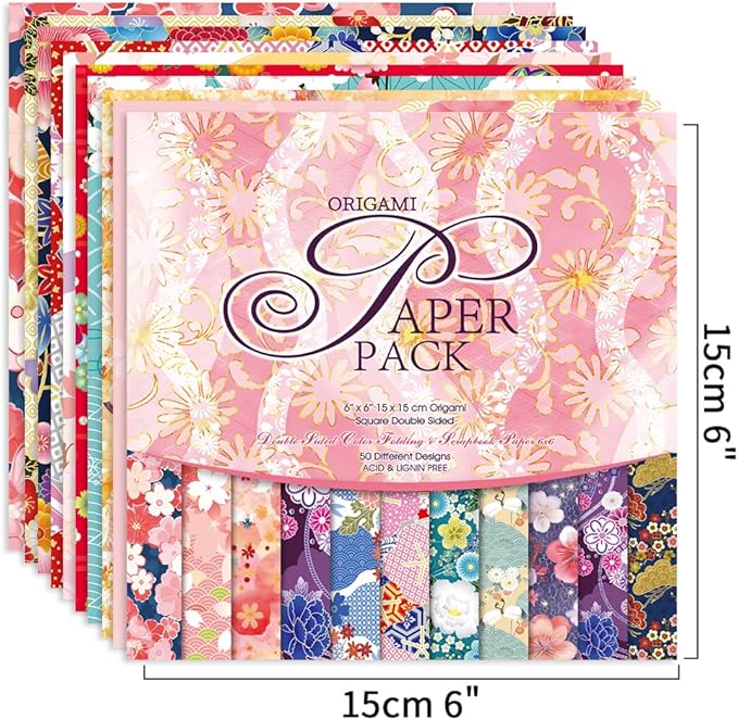 Origami Paper Kit 100 Sheets 70GSM 6 Inch Square Double Sided Color 100 Vivid - Image 3