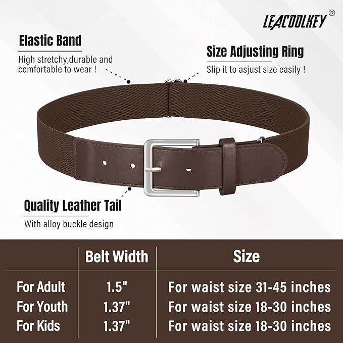 LEACOOLKEY Baseball Belt and Socks Combo Set Adjustable Softball Socks and Elastic Belt for Youth and Adult