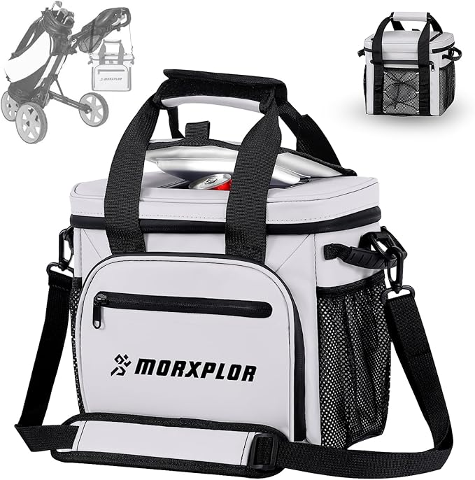 MORXPLOR Golf Cart Cooler with Magnetic Lid 12-Can Insulated Soft Cooler Bag Collapsible for Golf Cart,Golf Accessories,Lunch Camping Cooler Insulated Lunch Bag with Adjustable Shoulder Strap