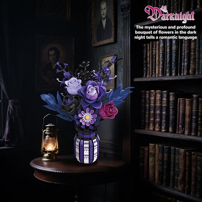 Flowers Bouquet Building Set Roses Purple Compatible - Image 4