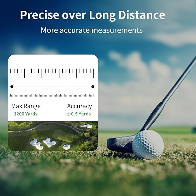 Golf Rangefinder with Slope, 1200 Yards Laser Rangefinder, 7X Magnification, Rechargeable, Flag Pole Locking Vibration, Integrated Magnet, Golf Accessories for Men & Women