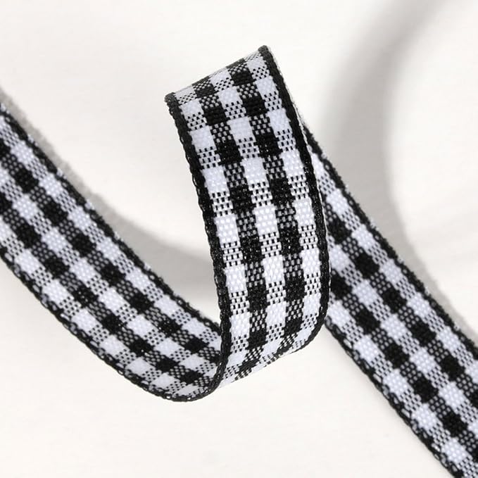 Buffalo Check Ribbon Black and White Gingham Ribbon 25 Yards - Image 4