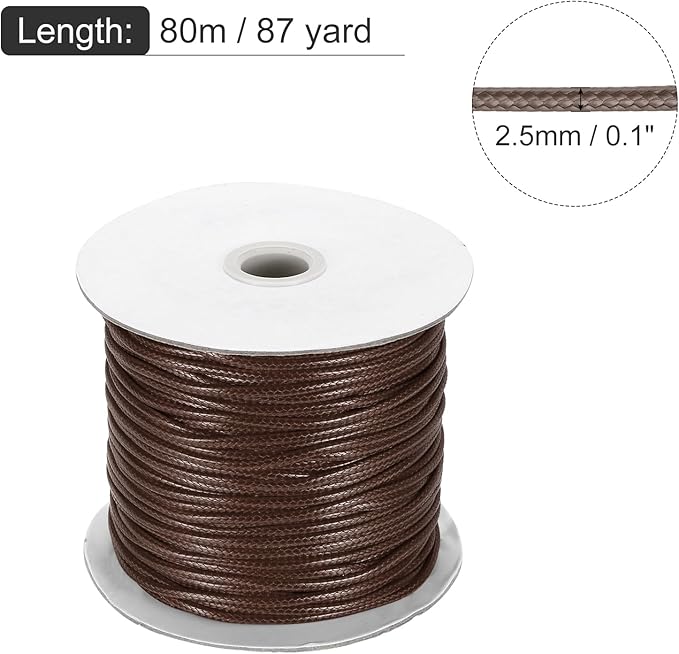 MECCANIXITY Waxed Cord 2.5mm Waxed Polyester Cord 87 Yard Wax String - Image 2