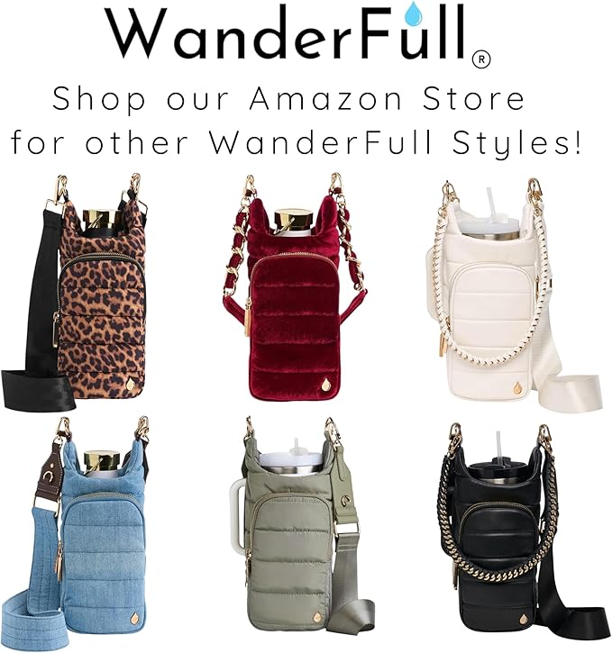 WanderFull® Original HydroBag® Collection, Water Bottle Holder, Gift for Women, Mom, Girlfriend, w/Strap & Phone Pocket, Hands-Free Crossbody Water Bottle Bag