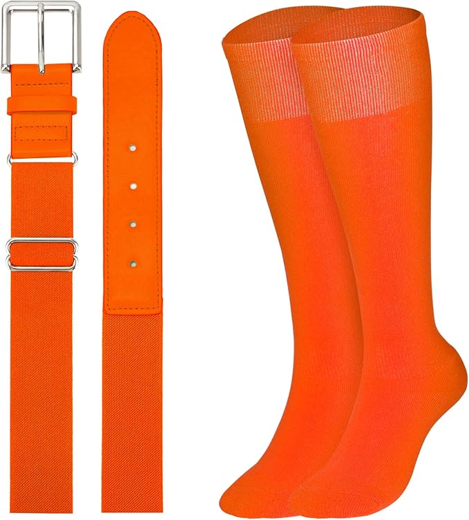 XZQTIVE Baseball Softball Socks and Baseball Softball Belt Combo Set Knee-High Soccer Socks for Kids Youth Adult