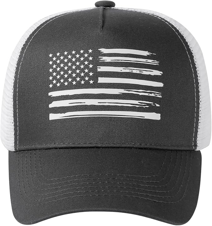 Baseball Cap, American Flag Trucker Hat for Men Women, Breathable Adjustable Fit Outdoor Mesh Snapback Hats