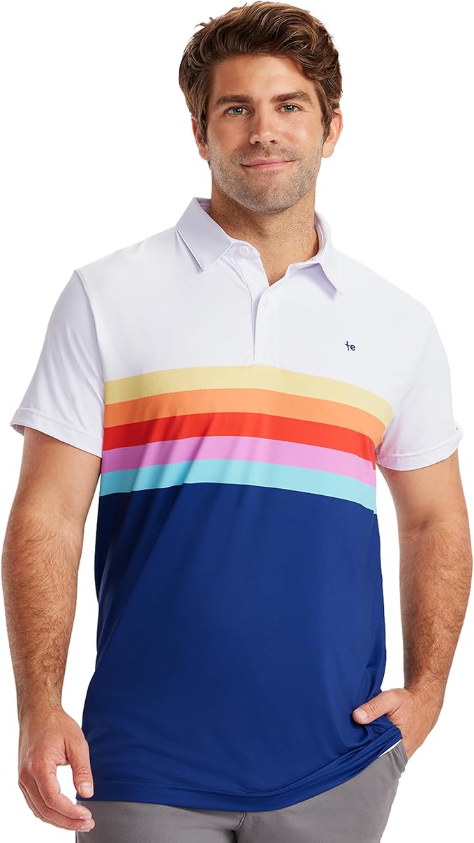 Tipsy Elves Men's Performance Golf Shirt - 4-Way Stretch, Quick Dry, Athletic Cut - Golf Polo