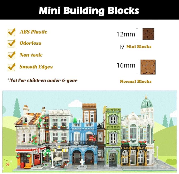 ZenithFlow Street View Building Blocks Kit, Brick Square Mini Blocks - Image 2