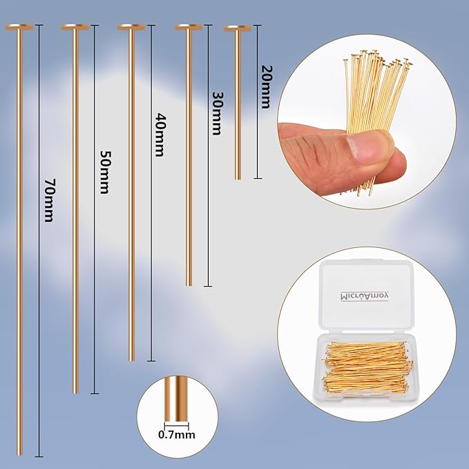 150pcs 18K Gold Filled Flat Head Pins Non Tarnish Craft Earring Bracelet - Image 2