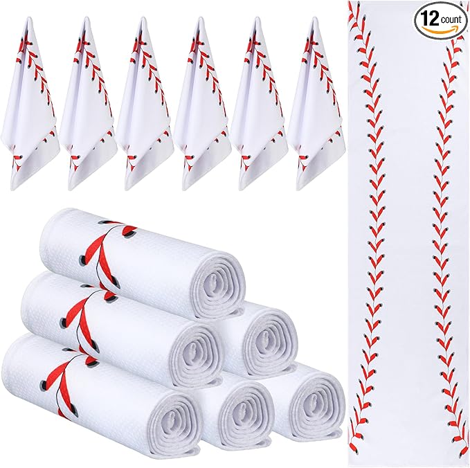 Peryiter 12 Counts Mini Cooling Towel, 30" x 9" Baseball Softball Soccer Golf Sweat Towel, Breathable Chilly Rag, Microfiber Sport Rags for Team Gym Running Coach Gift
