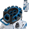 Tangkula Golf Cart Bag with 14-Way Full Length Dividers, 6 Molded Lock Top Golf Club Bag with 11 Pockets, Cooler Bag, Padded Strap, Handles, Umbrella Holder & Rain Hood
