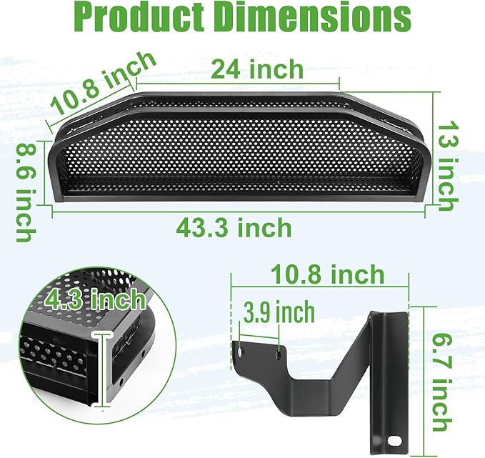 10L0L Golf Cart Front Cargo Basket for EZGO TXT/RXV、Club Car DS/Precedent、Yamaha G22/G29 - Heavy-Duty Steel Mesh Storage Rack, Gas/Electric Compatible