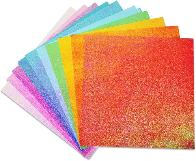 UCEC 50 Sheet Shiny Origami Paper 10 Colors Square Iridescent Origami Paper - Image 9