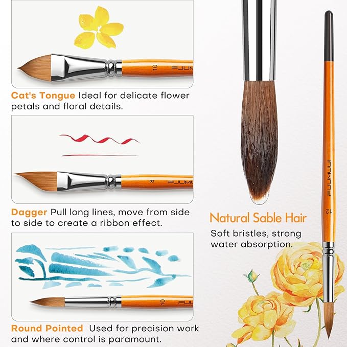 Sable Watercolor Brushes Kolinsky Watercolor Paint Brushes - Image 3