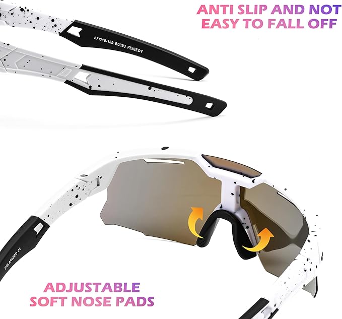 FEISEDY Kids Sunglasses Youth Baseball Sun Glasses, UV400 Sports Teens Cycling Shades for Boys Girls Age 8-16 B0048