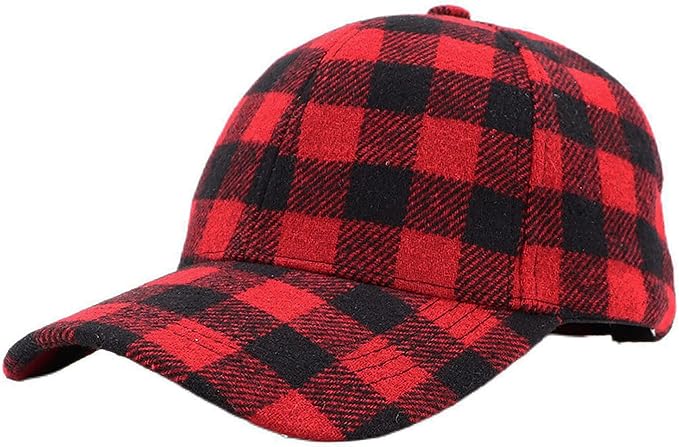 Classic Red-Black Baseball Caps Plaid-Checkered Baseball Hat Buffalo Christmas Hat for Women Men