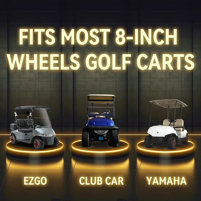 Golf Cart SS Wheel Covers Hub Caps for EZGO Club Car Yamaha, 8 inch Golf Cart Hub Caps, Set of 4 Wheel Covers