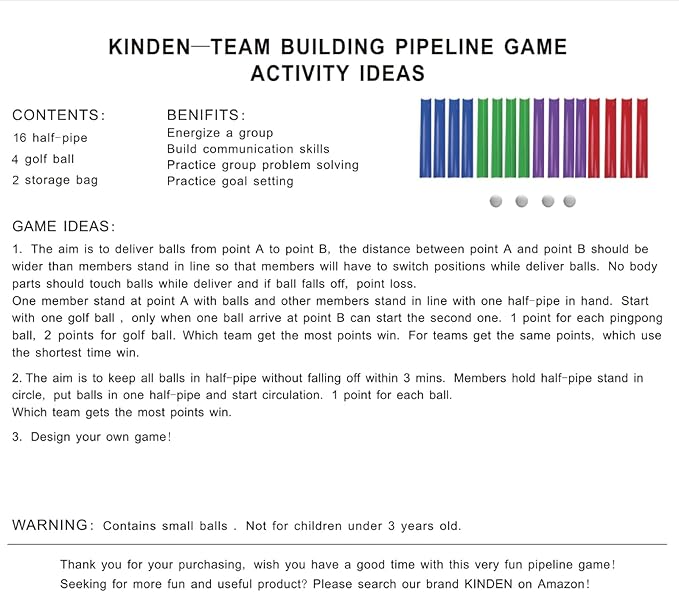 KINDEN Team Building Exercise Activities Pipeline Kit Group Games, Half Pipes - Image 9