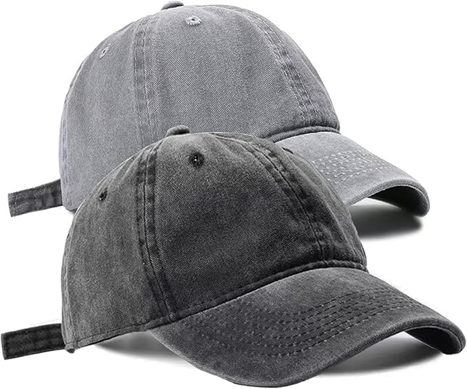 2 PCS Baseball Cap Golf Hat Washed-Cotton Plain Original Classic Cotton Vintage Adjustable Dad Hatsfor Men Women