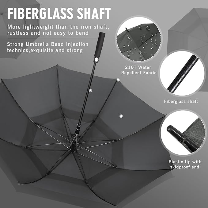 ZOMAKE Golf Umbrella Windproof, Extra Large Oversized Heavy Duty Double Canopy for Rain, Sports Games & Push Cart(51/54/62/68/72Inch)