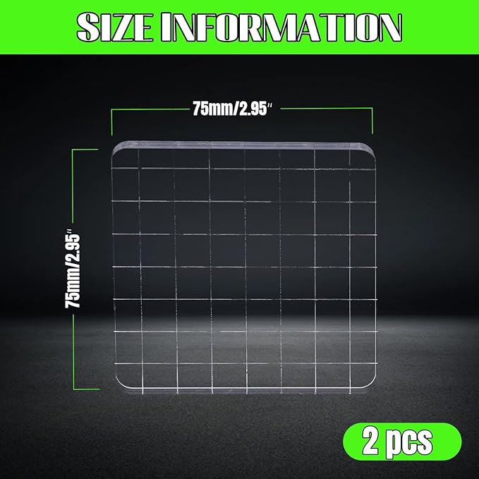 2Pcs Clear Stamp Blocks Set, 3 x 3 Inch Square Acrylic Blocks - Image 2