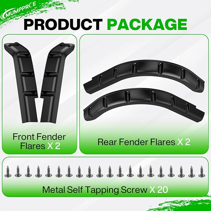4PCS EZGO TXT Fender Flares, Golf Cart Front and Rear Fender Flares Compatible with 1994-2013 Gas & Electric EZGO Golf Carts, Premium PP Golf Cart Mud Guards with Self-Tapping Screws