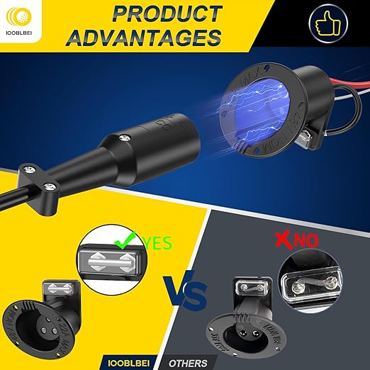 Club Car 48V Charging Port and Plug, Golf Cart Charger Receptacle with Cord and Handle Plug for 2004-2013 Club Car DS, Club Car Charger Socket Plug Replace OEM# 101828901, 101802101, 101846801
