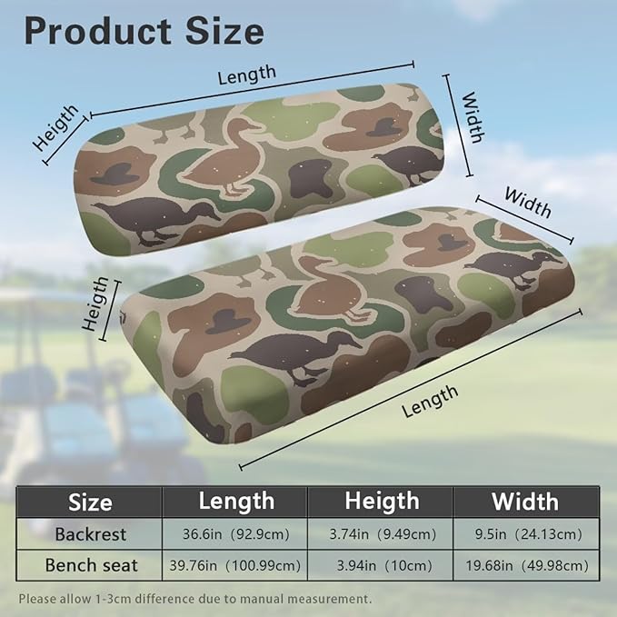 Bulopur Duck Hunting Camo Golf Cart Towel Seat Covers 2 Piece Green Ezgo Club Car Seat Cover for 2 Passenger Carts Soft Breathable Golfcart Seats Blanket Washable