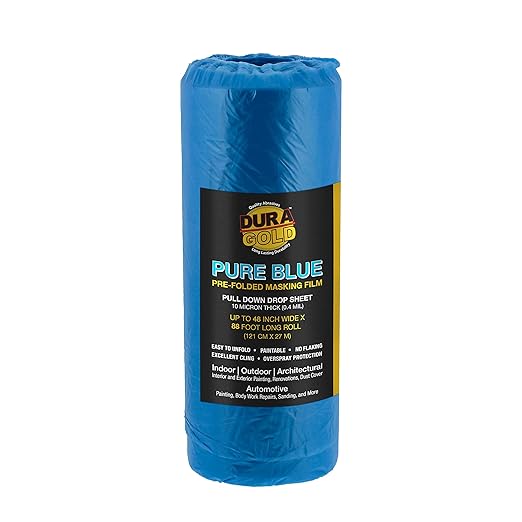 Dura-Gold 48" x 88' Pure Blue Pre-Folded Masking Film by Dura-Gold