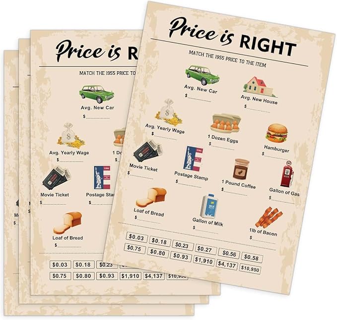 70th Birthday Party Games, Price is Right Games, Birthday Party Supplies by QUPT