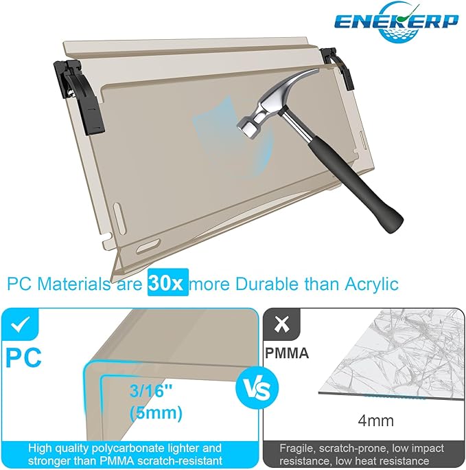 Club Car Precedent Windshield,Golf Cart Windshield for Precedent/Tempo/Onward (2004-Up)– Heavy Duty Hinges, Foldable, Anti-UV & Impact Resistant, 5MM Thick PC Material, 37.6"W X 33.2"H (tinted)