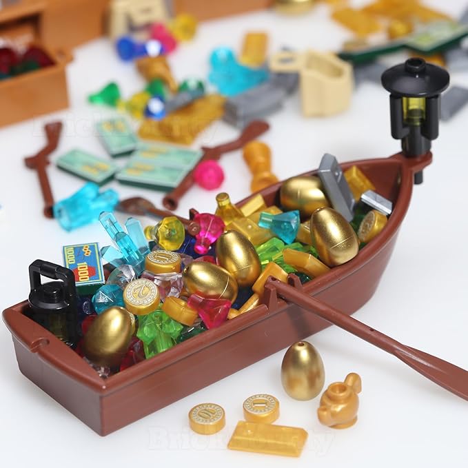 220 Pcs Pirate Treasure Money Parts Building Blocks, Expedition Wooden Boats - Image 2