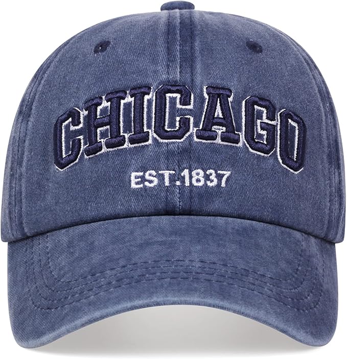 Chicago Hat for Men Women 3D Embroidery Vintage City Dad Hats Baseball Cap