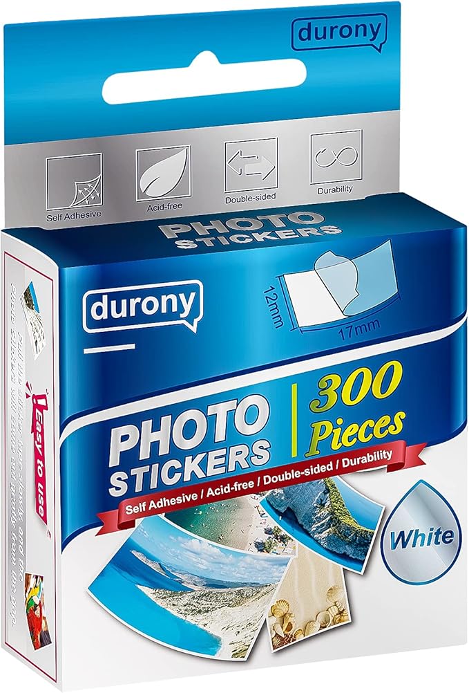 Durony 300 Pieces Photo Sticker White Double-Sided Self Adhesive Photo Tapes by durony