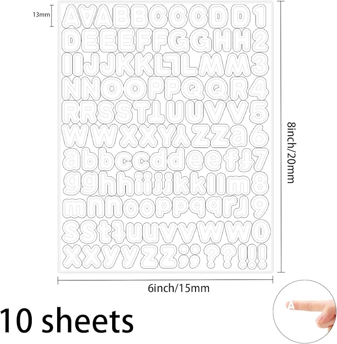 Starboling White Alphabet Stickers, 1/2 inch, 10 Sheets, Self-Adhesive Vinyl - Image 2