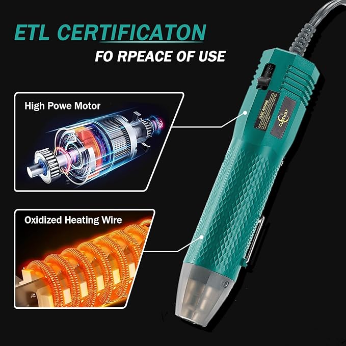 Heat Gun 350W with Dual Temp 392°F & 662°F and 2 Nozzles, Fast Heat Hot Air Gun - Image 4