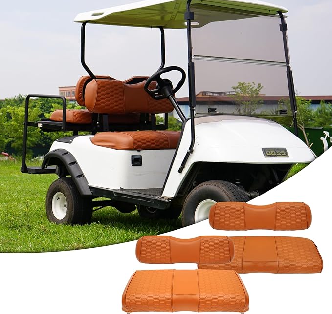 Golf Cart Seat Covers for EZGO TXT Club Car DS Gas or Electric OEM Regular Seat Cushion, No Staple, Golf Cart Vinyl Replacement Seat Cover