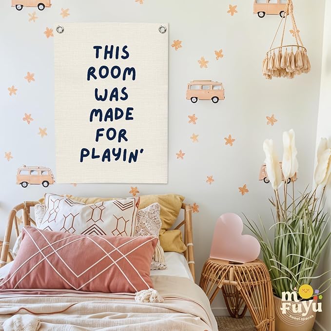 Playroom Wall Decor Linen Canvas Banner, This Room Was Made - Image 7