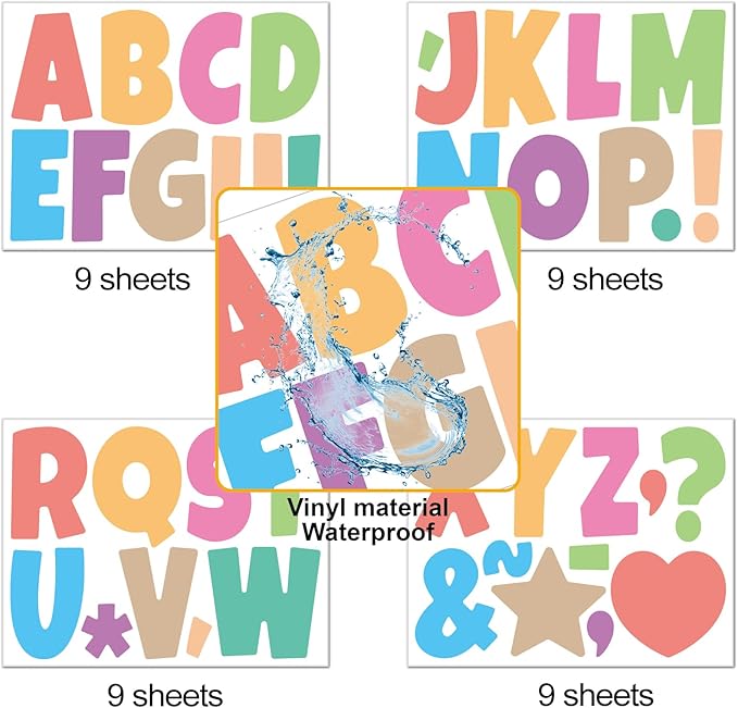 Bemeol Letter Stickers 351 Pieces 4 Inch Bulletin Board Letters Alphabet Cutout - Image 3