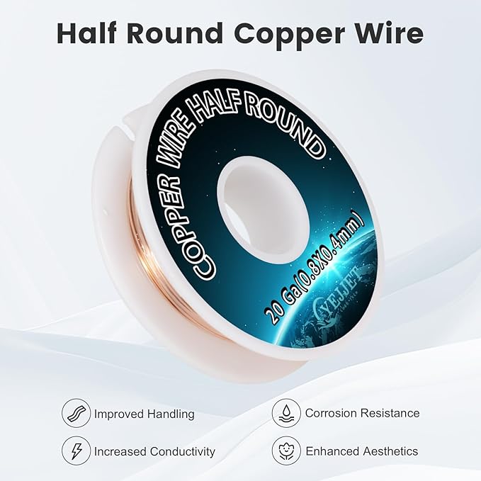 20 Gauge Half-Round Copper Wire 0.81x0.41mm - Image 4