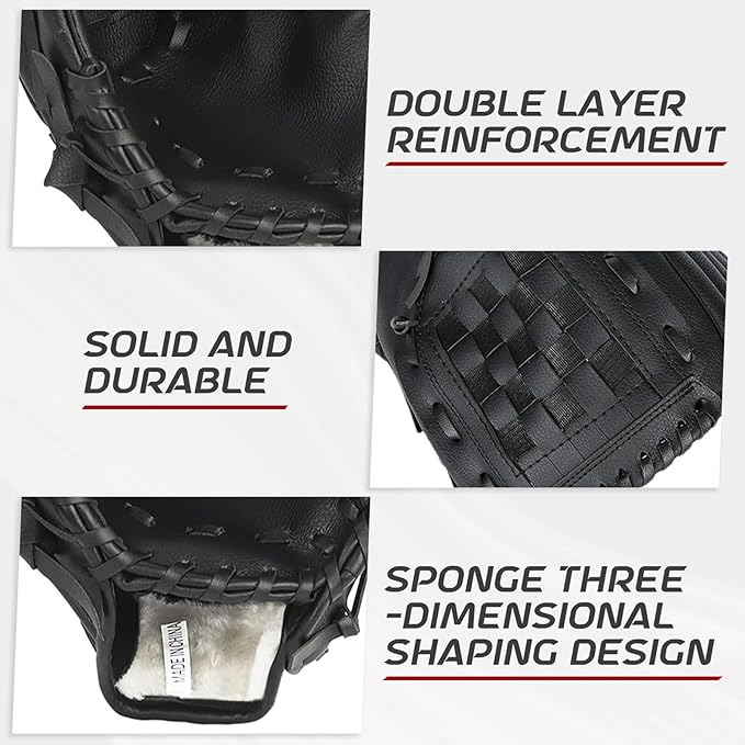Baseball Glove + Ball Sets, Softball Glove, Baseball Mitt, 10.5''-12.5'' for Youth/Adult Training and Beginner Play, Synthetic Leather Softball Mitt
